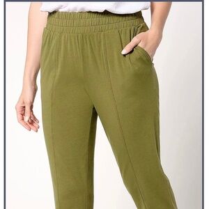 AnyBody Regular Cozy Knit Ankle Pant - Olive - XS